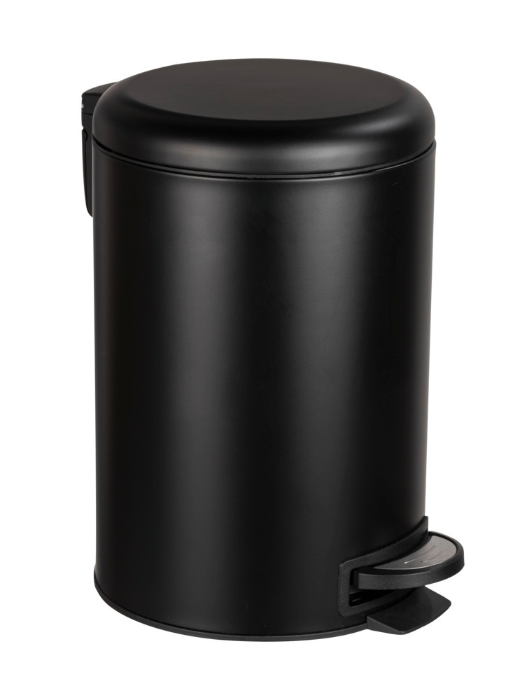 Poubelle à pédale Leman, fermeture douce système "easy close", poubelle 12L, Acier Inox noir  avec insert amovible