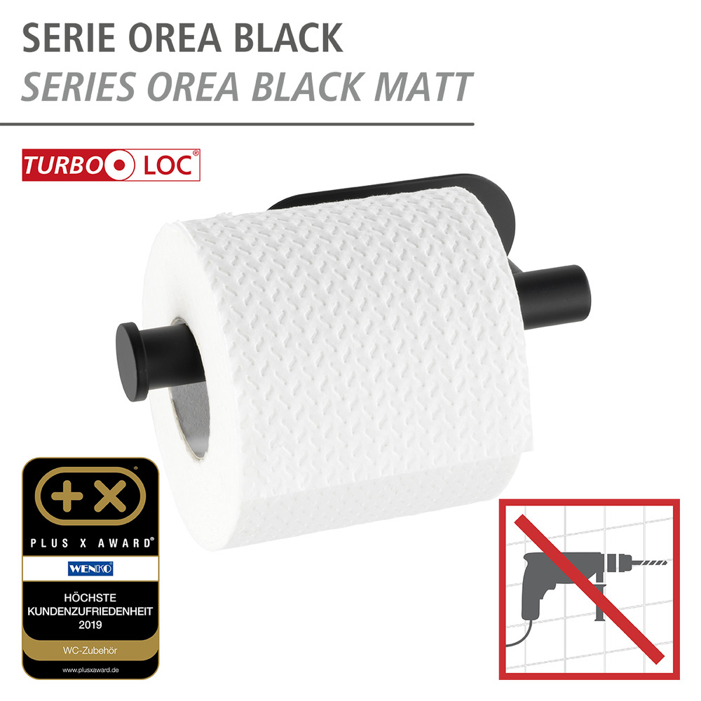 Turbo-Loc® Dérouleur papier WC Orea Black mat  fixer sans percer