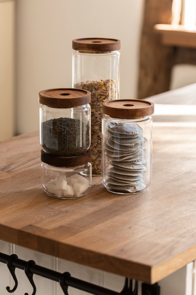 Boîte de conservation alimentaire Vido 0,3 litres  Boîte en verre avec couvercle en bois d'acacia