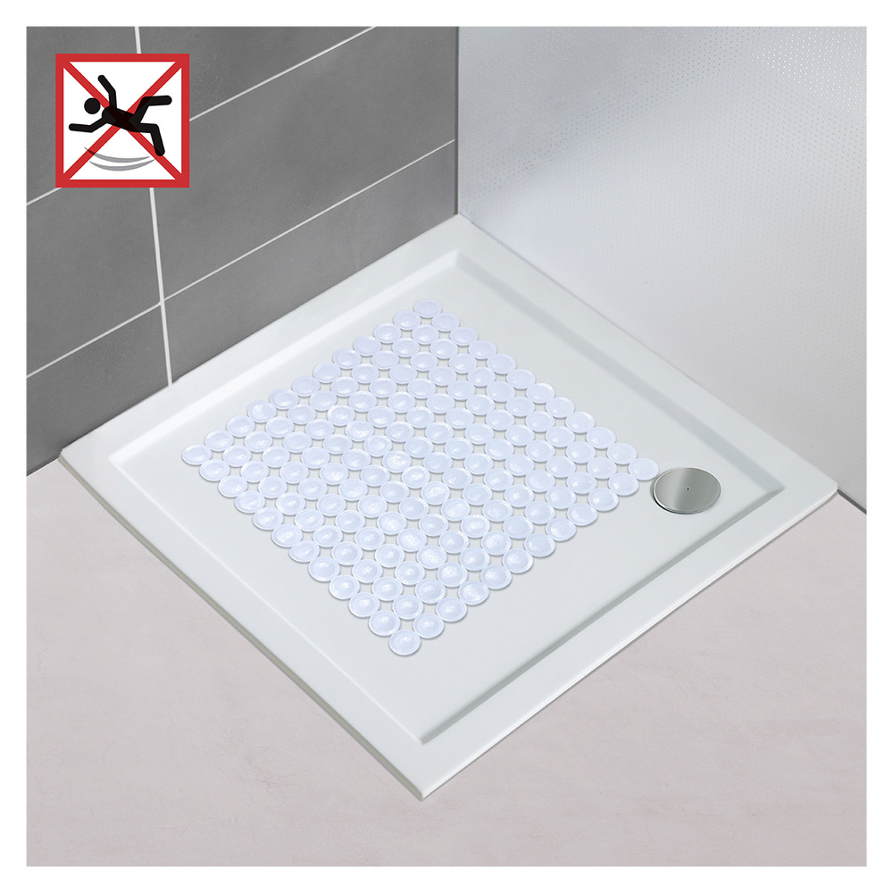 Tapis de douche antidérapant, 54x54 cm, Belem blanc  antidérapant