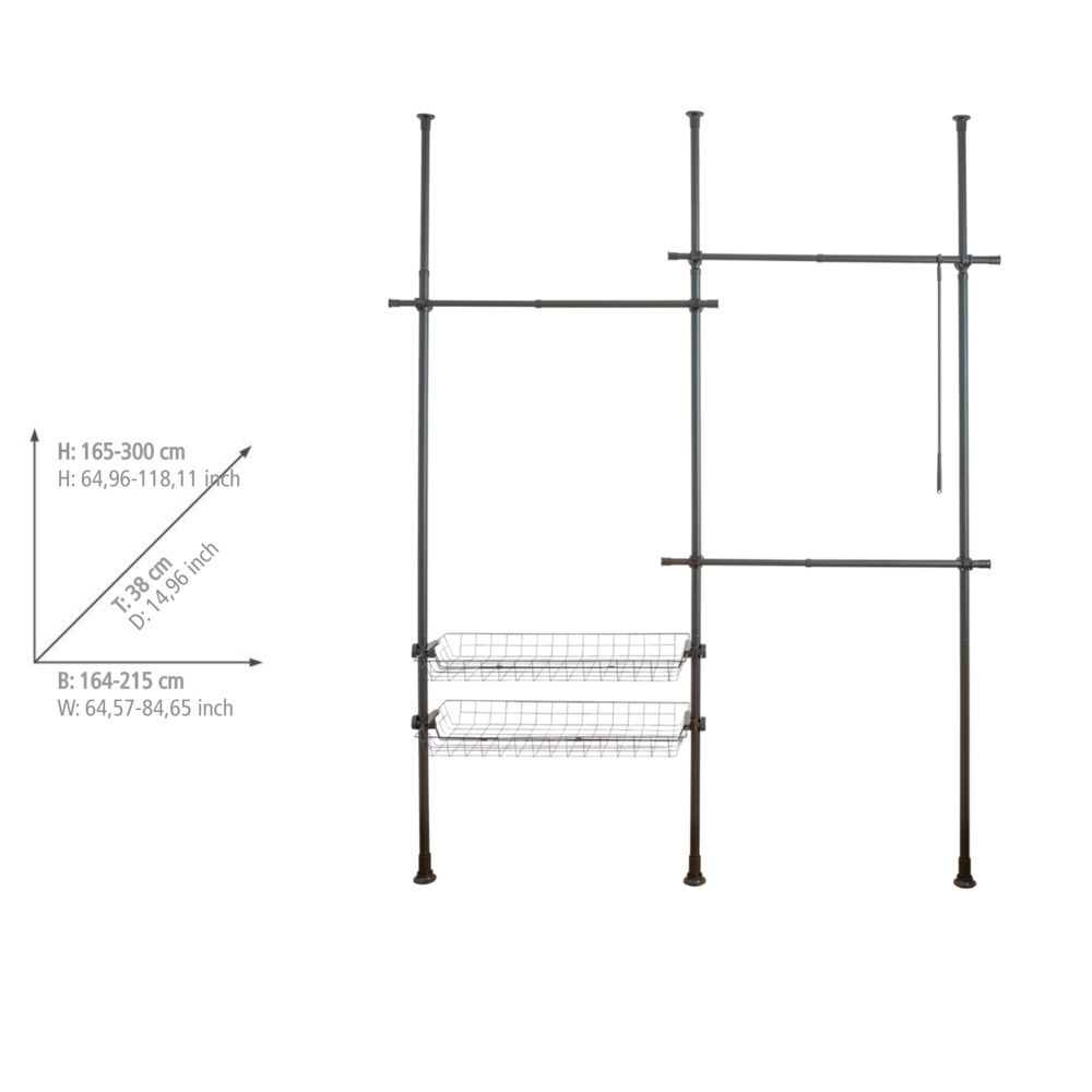 Système télescopique Herkules Duo Noir  portemanteau variable