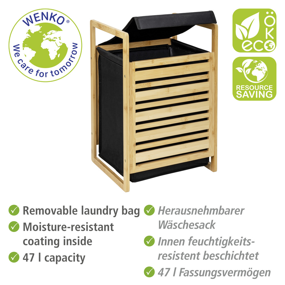 Panier à linge Ecori  Bambou certifié FSC®, polyester recyclé