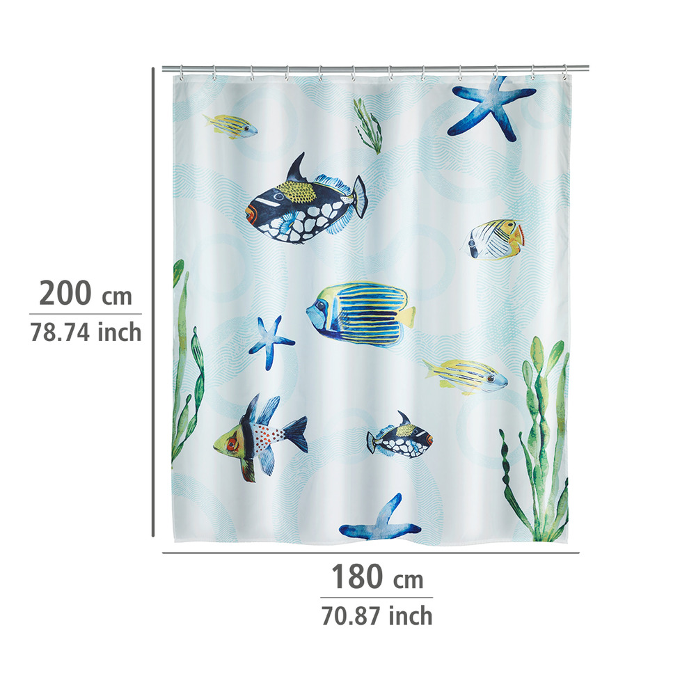 Rideau de douche Aquaria  polyester, 180 x 200 cm, lavable