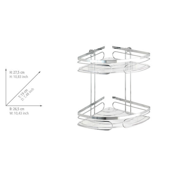 Etagère d'angle à 2 niveaux Premium  acier inox