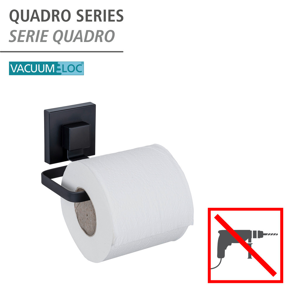 Distributeur de papier toilette Vacuum-Loc® Quadro Noir  Fixer sans percer