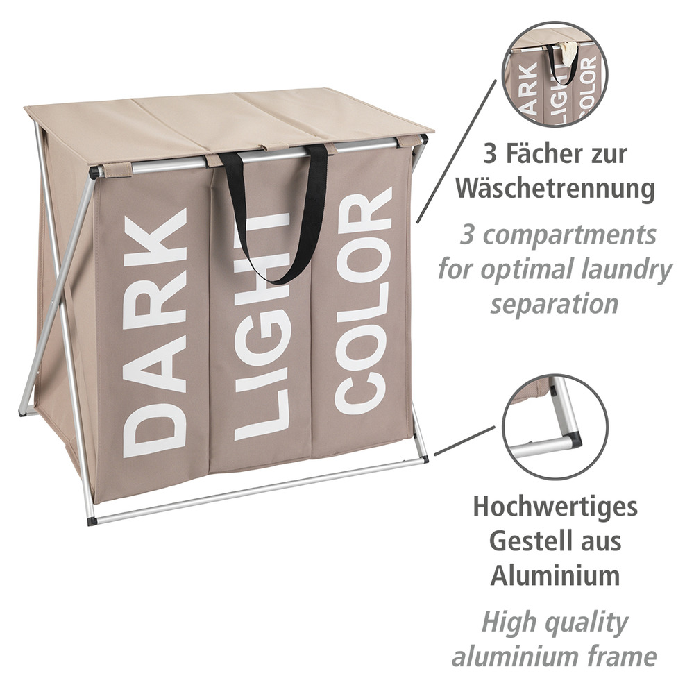 Panier à linge Trio Top taupe  Capacité : 118 litres