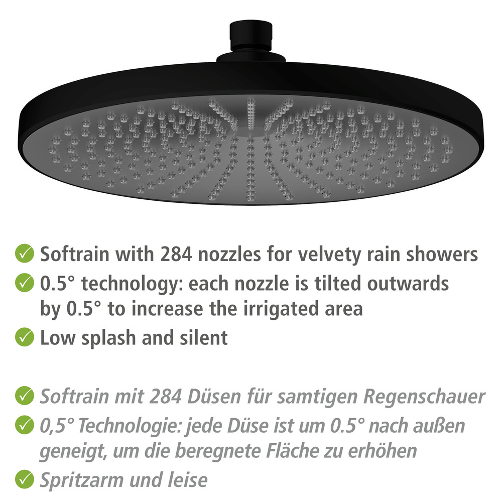 Pommeau de douche Ultimate Shower Noir/Gris  diamètre 25 cm