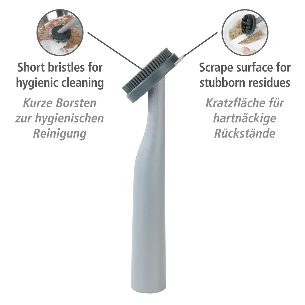 Brosse vaiselle goupillon Piedo, gris  Avec surface grattante pour les résidus