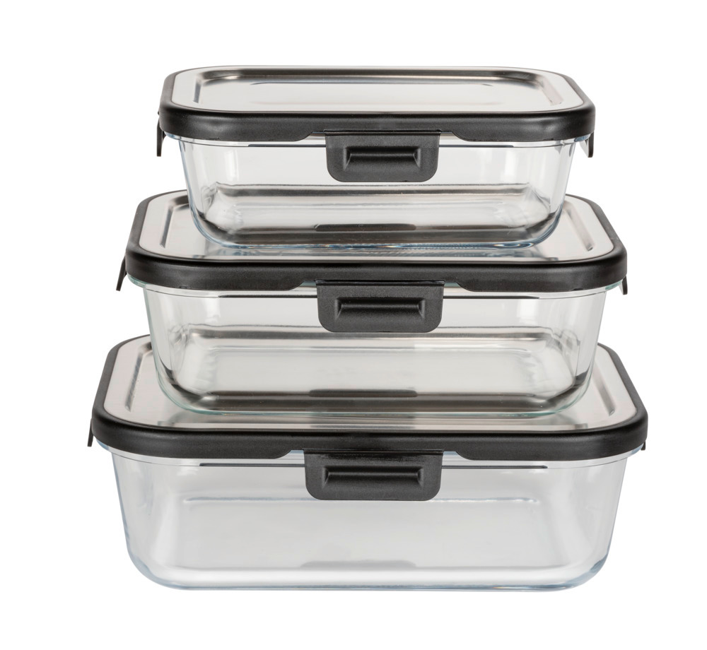 Boîte de rangement cuisine en verre Steel 1,5 litres  Couvercle en inox