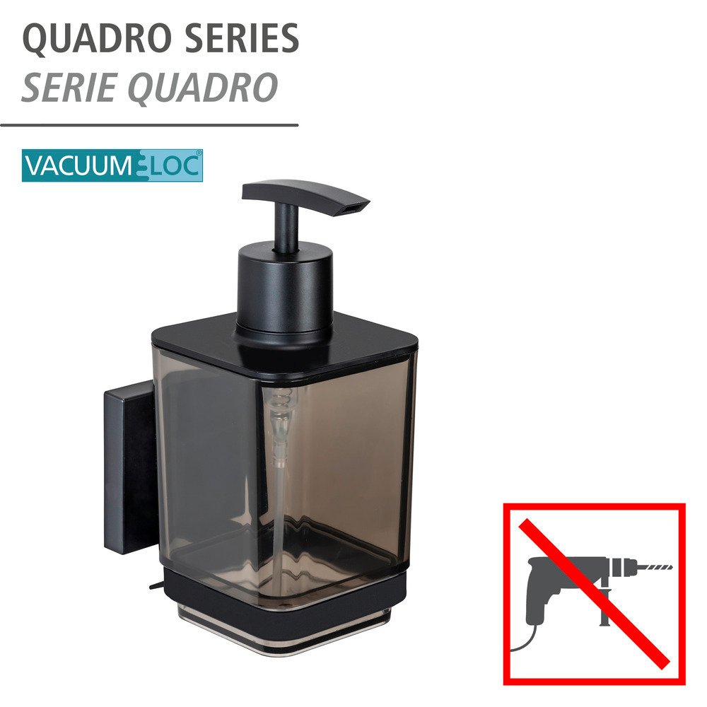 Distributeur de savon Vacuum-Loc® Quadro Noir  Fixer sans percer