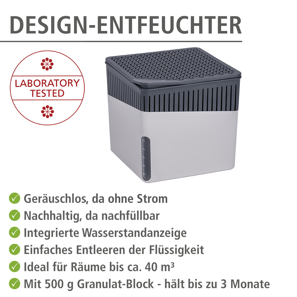 Déshumidificateur d'intérieur Cube 500 g gris  Déshumidificateur d'air