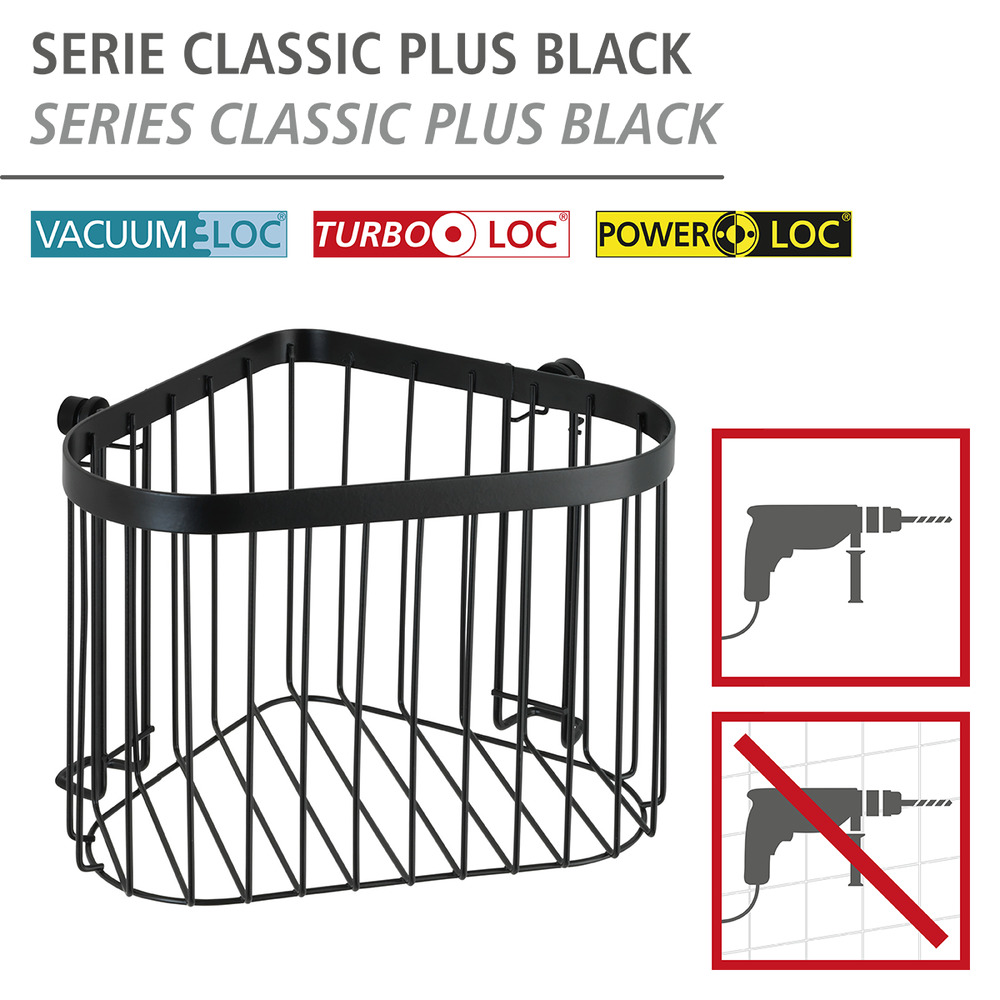 Étagère d'angle Classic Plus noir  avec protection antirouille