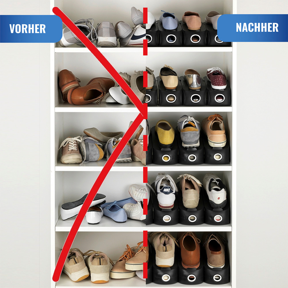 Support chaussures noir 4 p  jusqu'à 50 % de place en plus dans l'armoire à chaussures