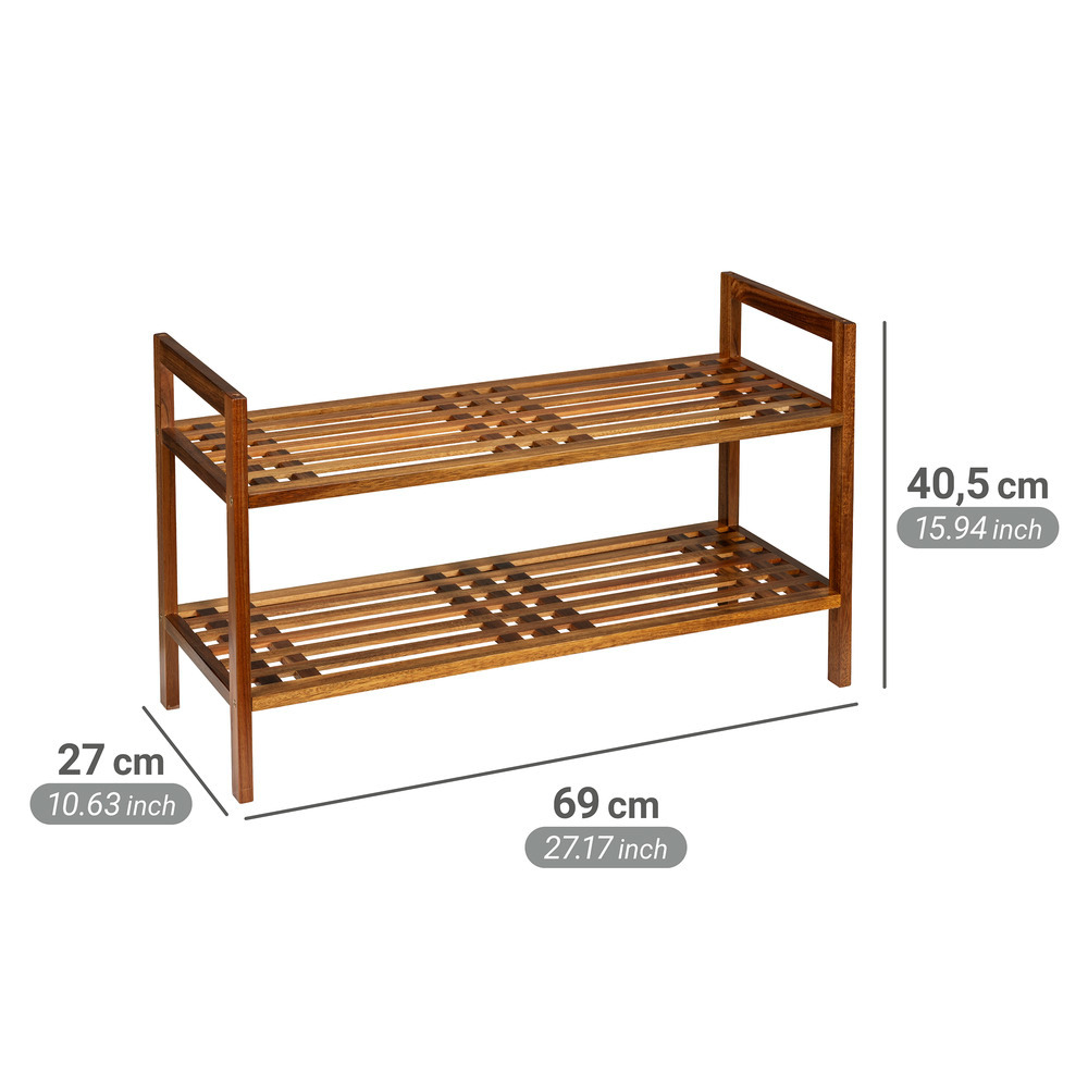 Étagère à chaussures Mod. Fondi  en bois d'acacia massif