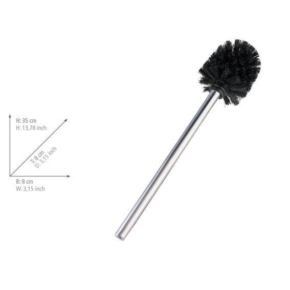 Brosse de rechange avec manche en acier inox noir  pour les ensembles WC