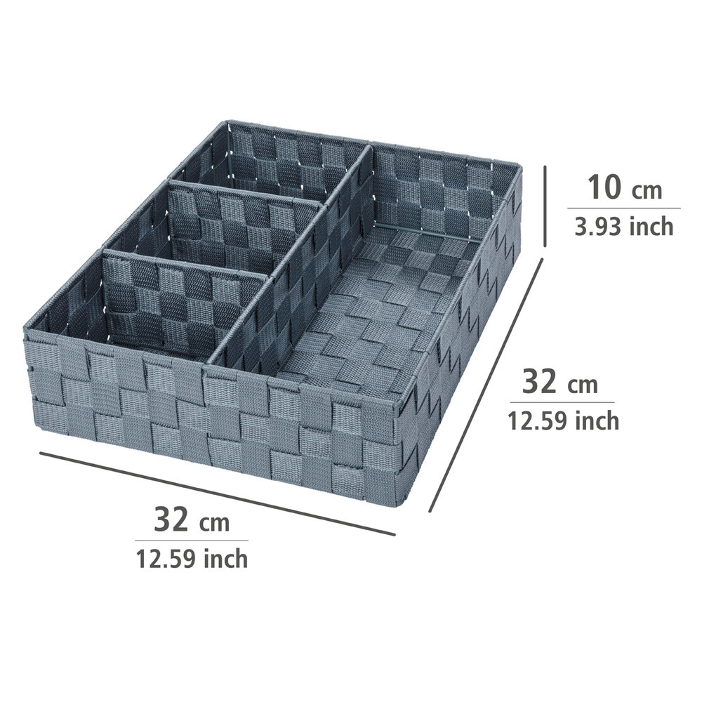 Organiseur de salle de bains Adria gris  4 compartiments