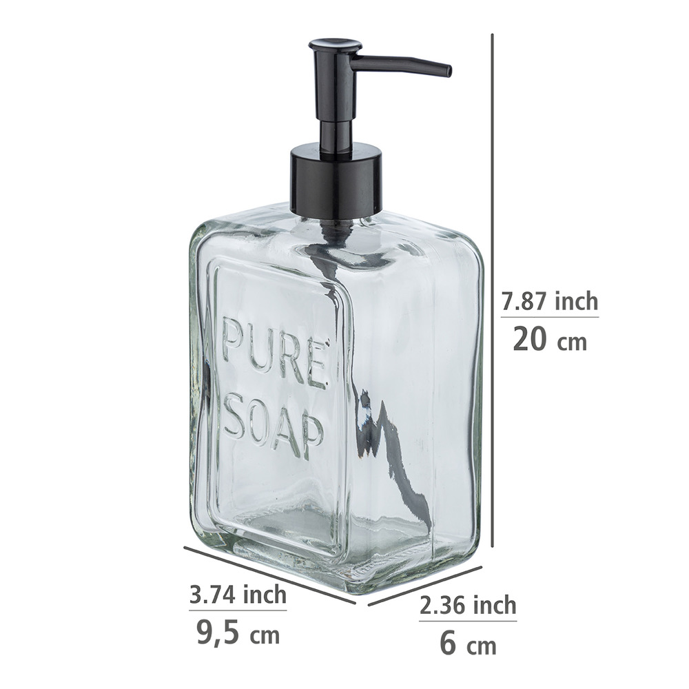 Distributeur de savon liquide, "Pure Soap", verre, transparent  Distributeur savon liquide en verre