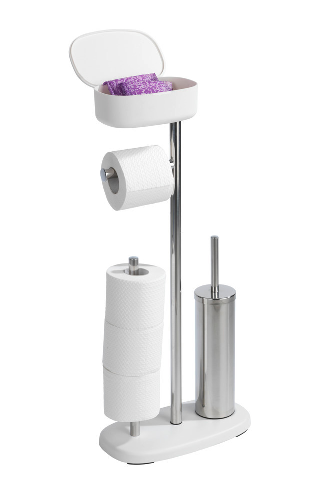 Combiné WC avec boîte de rangement Rivazza blanc  porte-brosse WC et dérouleur papier