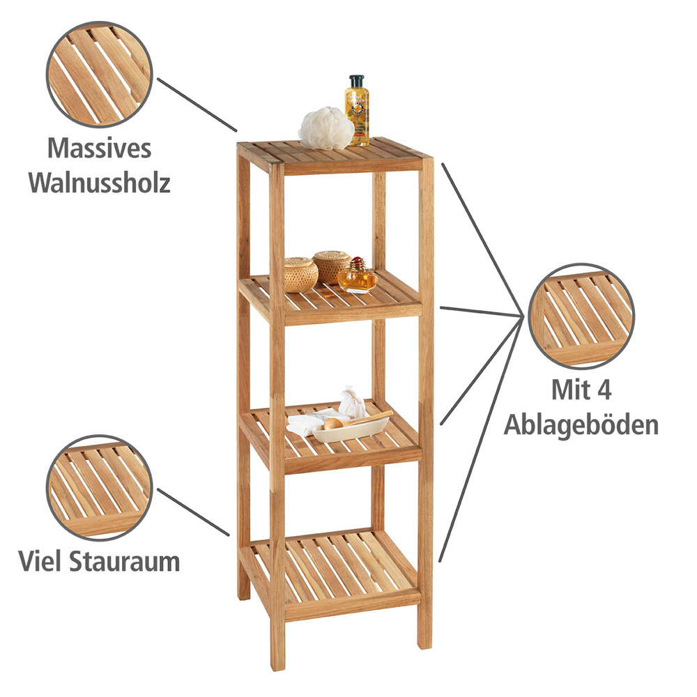 Etagère salle de bain bois, meuble étagère salle de bain Norway  bois de noyer massif