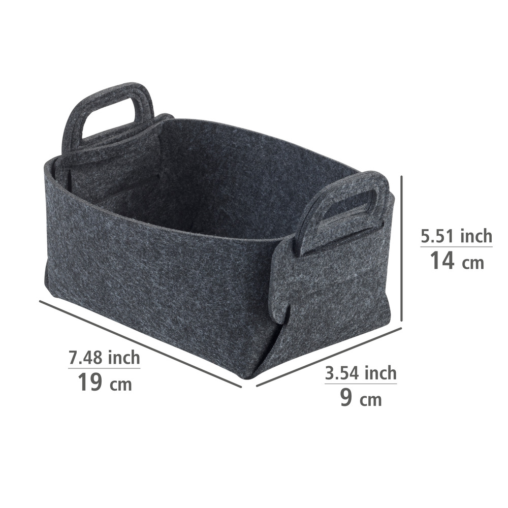 Panier en feutre Nina S Gris foncé  Pliable et peu encombrant pour le rangement