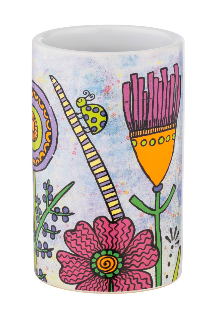 Gobelet pour brosse à dents Full Bloom  Motif vie prairie fleurie coloré