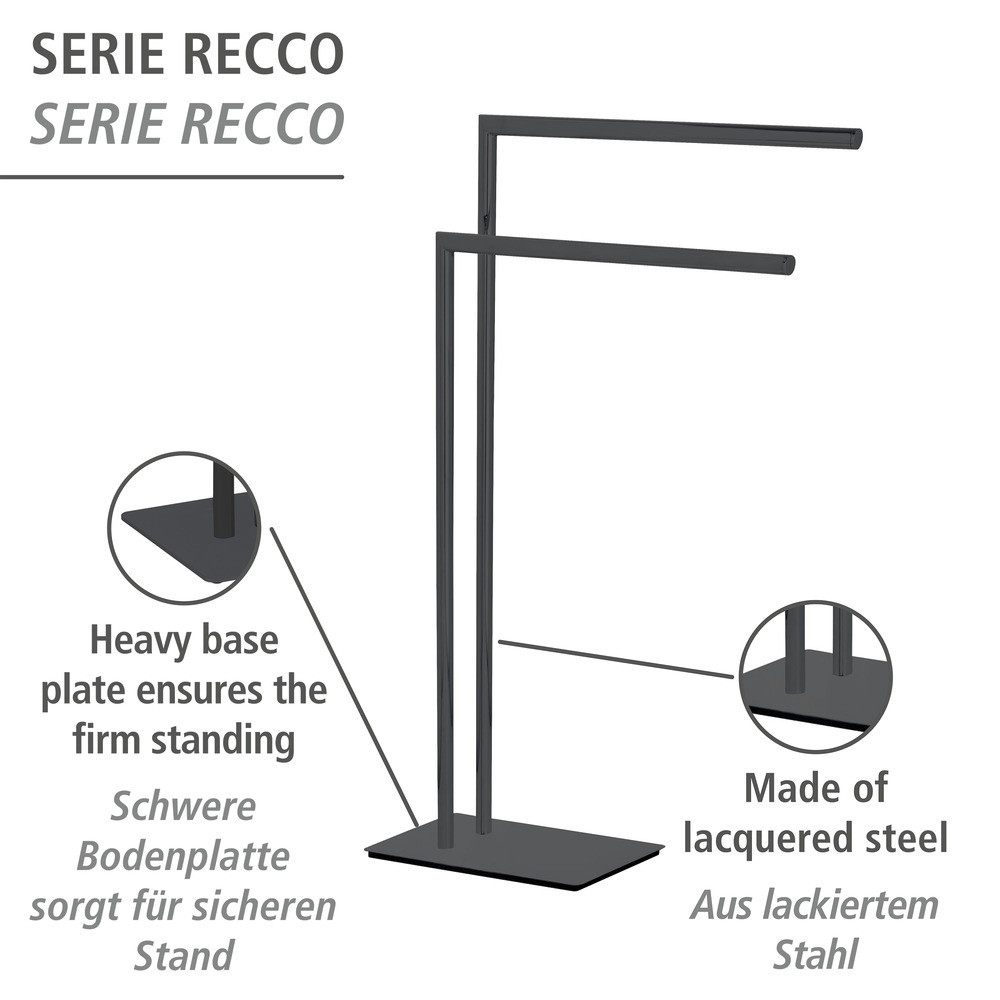 Porte-serviettes Recco Noir  en acier peint