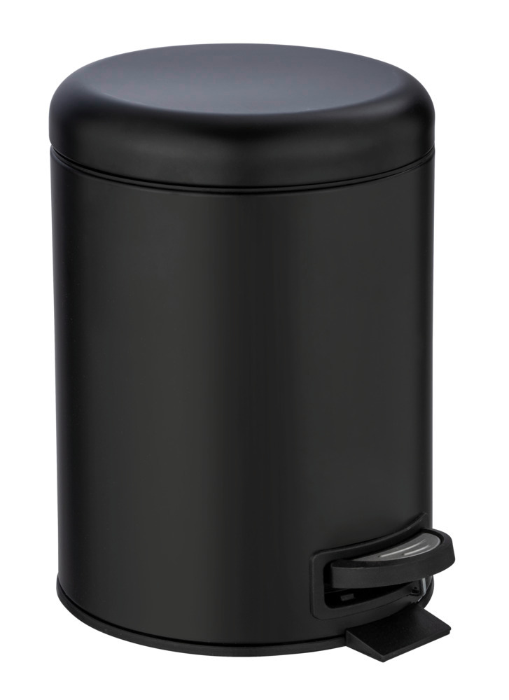 Poubelle à pédale Leman, 5L, petite poubelle salle de bain, acier noir  avec insert amovible