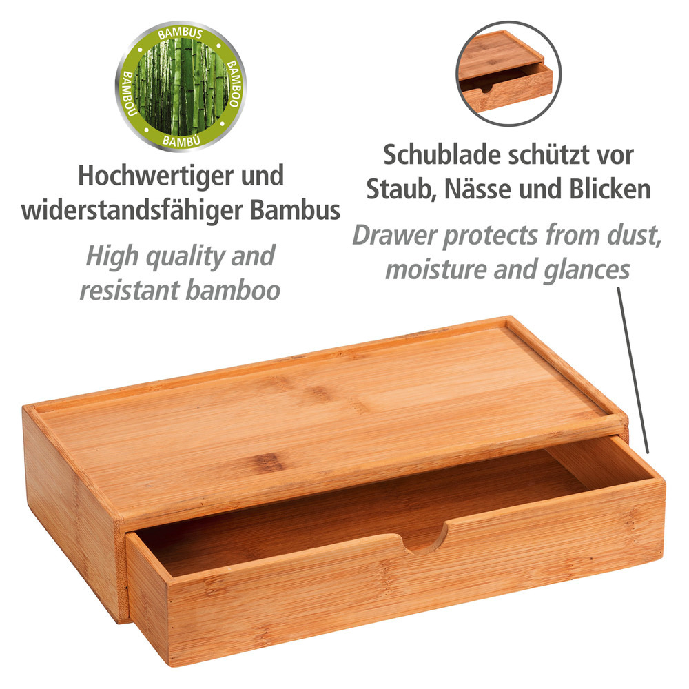 Boîte avec tiroir en bambou Terra  possibilité de rangement cachée