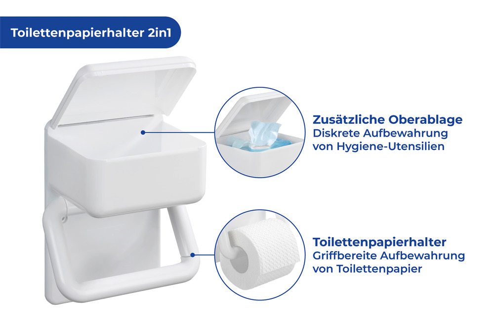 Porte-rouleau WC 2en1  avec rangement pour lingettes humides