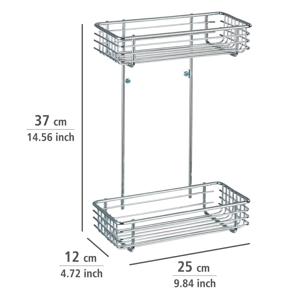 Etagère droite Milano  2 étagères, chrome