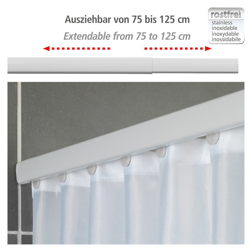 Barre de douche télescopique Era, Tringle de douche, fixation sans perçage, Blanc, 75-125 cm  Tringle de douche