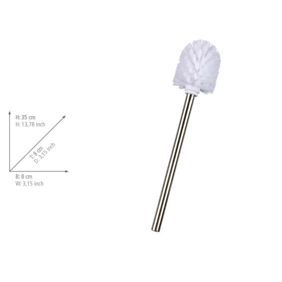 Brosse de rechange avec manche en acier inox blanc  pour les ensembles WC