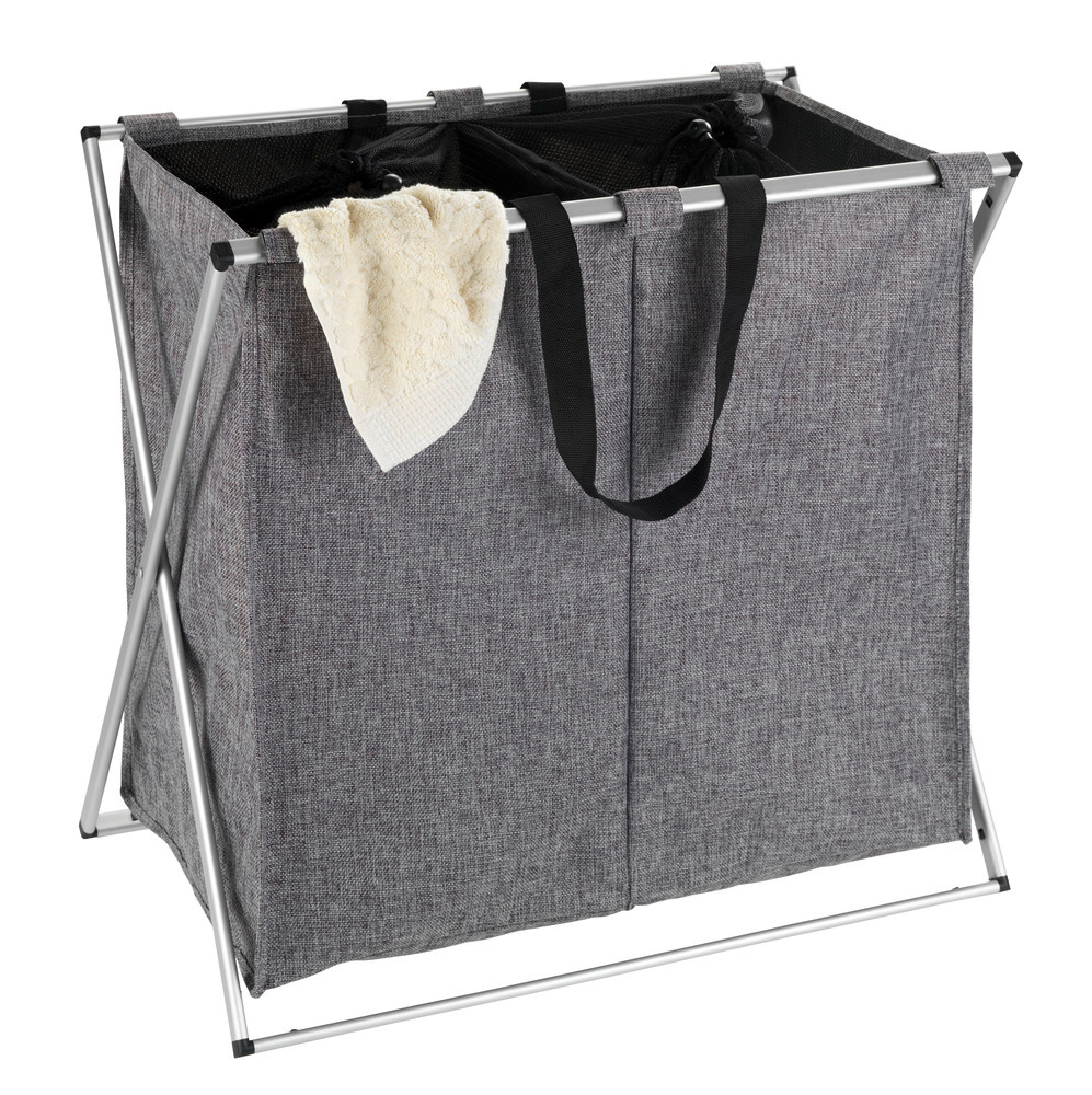 Panier à linge Duo gris chiné  Capacité : 120 litres