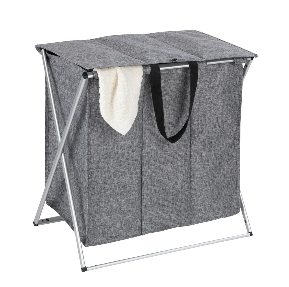 Panier à linge Trio Top gris chiné  corbeille à linge, 118 l, 3 compartiments