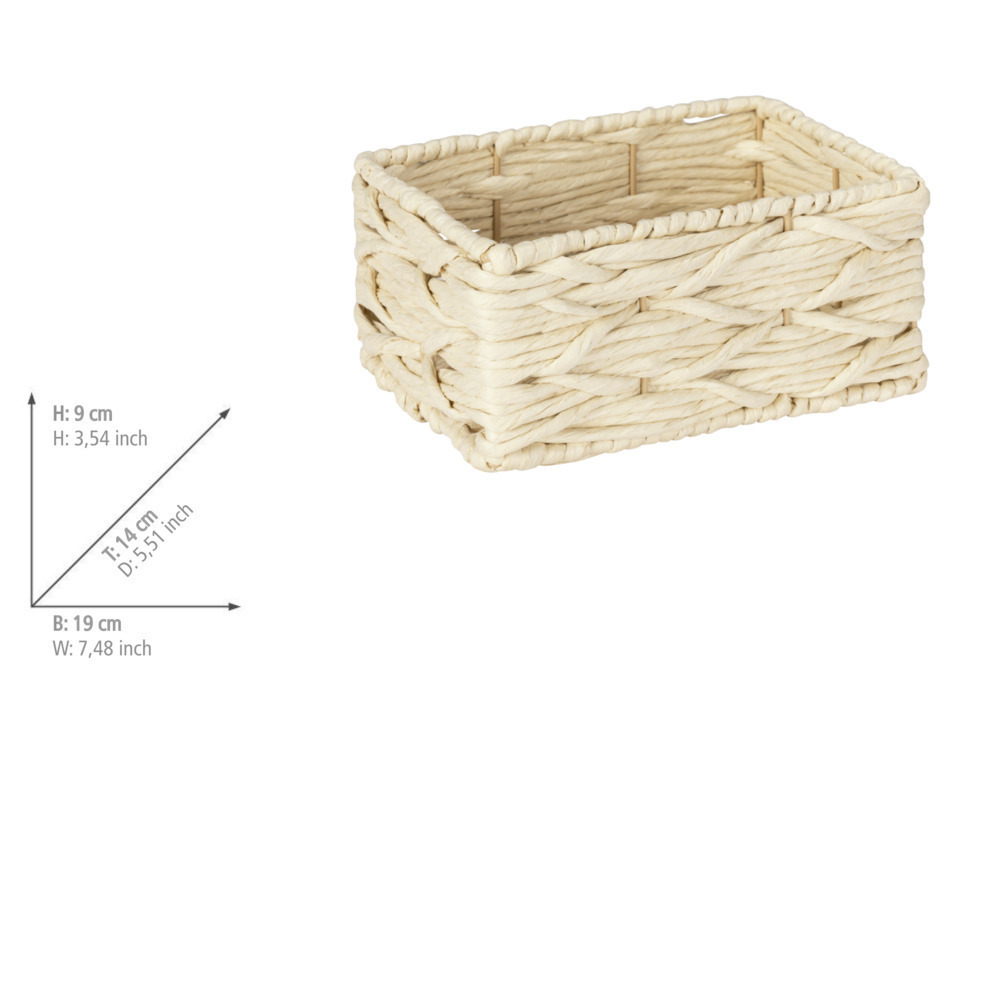 Boîte de rangement Vabriano Beige, petit  en papier tressé de qualité supérieure