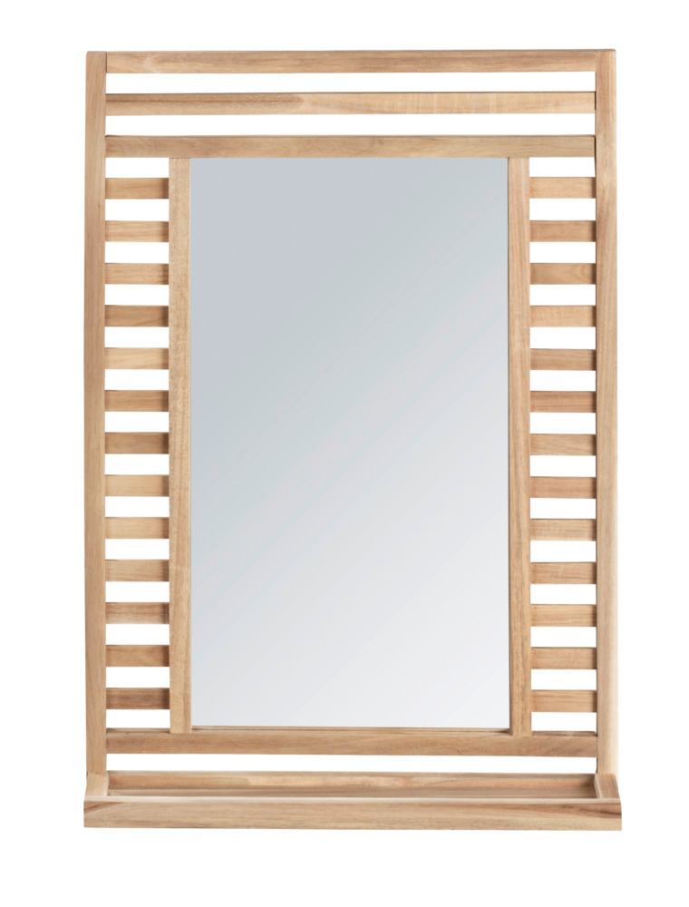 Miroir rectangulaire bois, miroir mural, avec étagère, Acina, Bois FSC, 50x70x12 cm  Miroir mural, miroir décoratif, certifié FSC®.