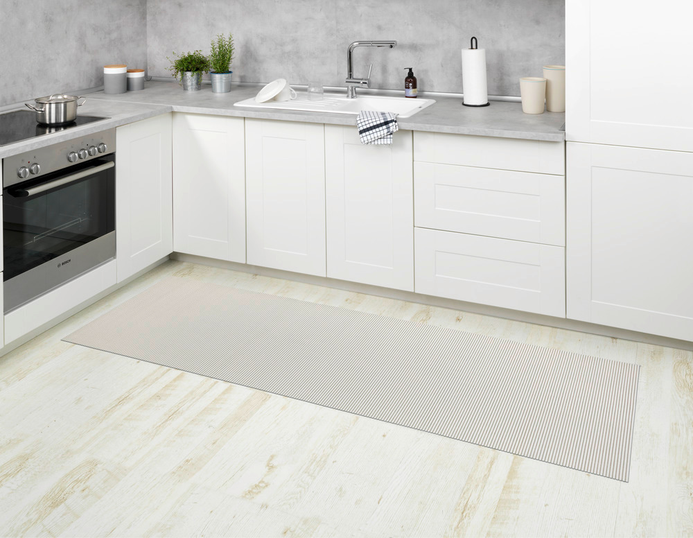 Tapis de bain en mousse souple, 65x200 cm, Uni beige  usage dans toute la maison, antidérapant