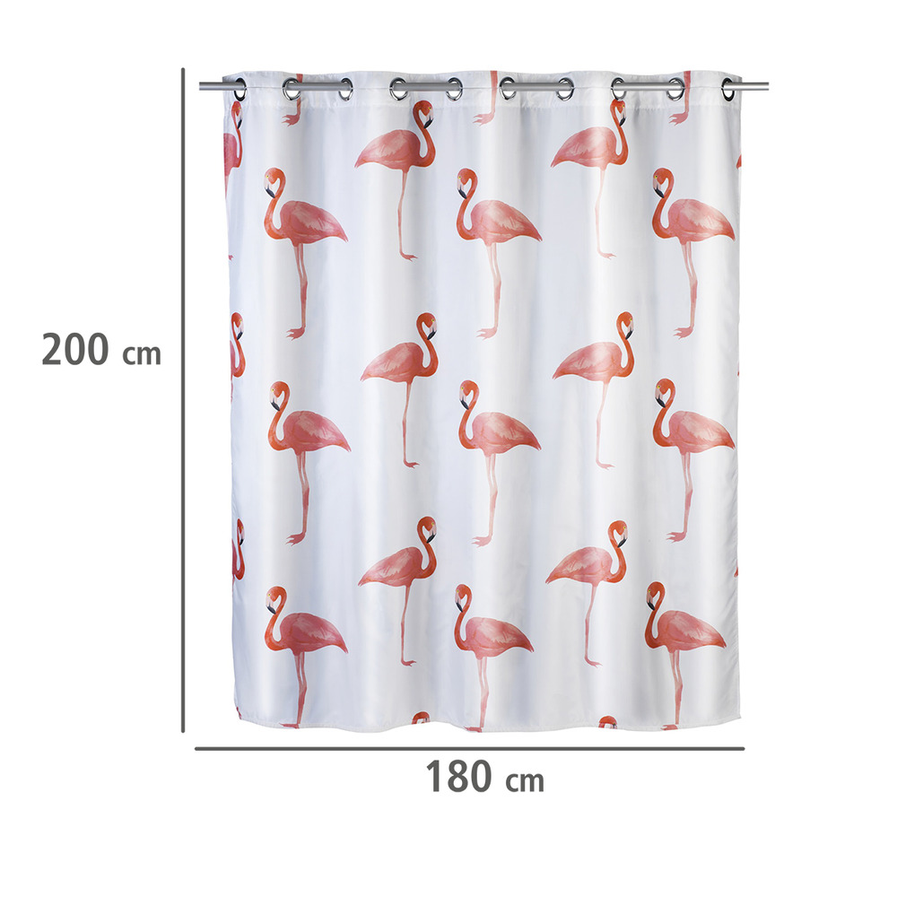 Rideau de douche anti-moisissure Flex Flamant rose  lavable, 180 x 200 cm