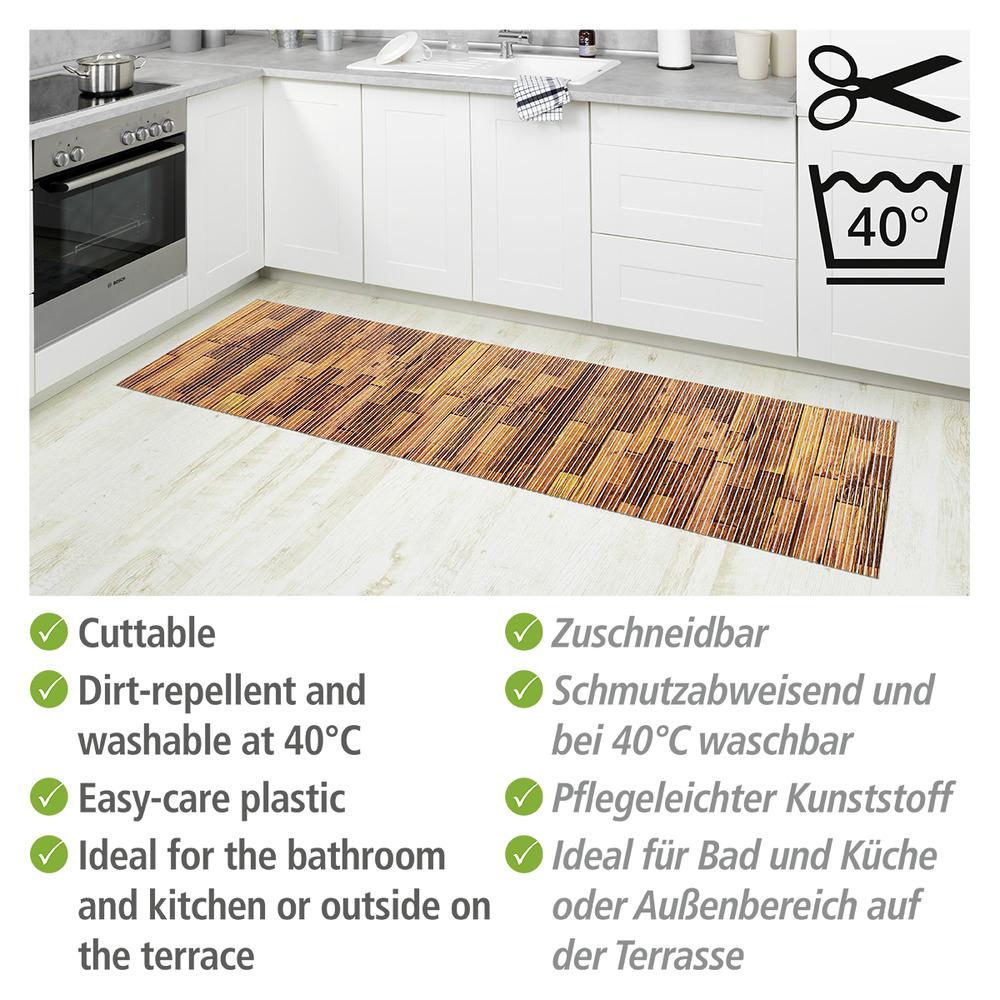 Tapis de bain en mousse, effet Parquet bois, 65x200 cm, Lambris  usage dans toute la maison, antidérapant