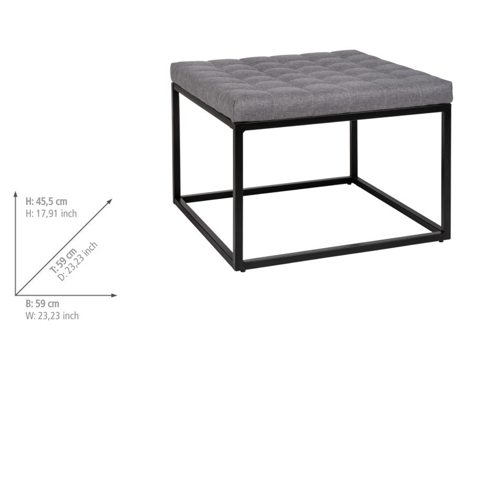 Tabouret avec coussin Amandola  59 x 45,5 x 59 cm, charge maximale 120 kg