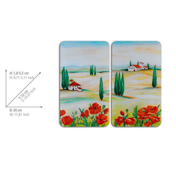 Protection plaque de cuisson en verre "Toscane", lot de 2  pour tous les types de feux