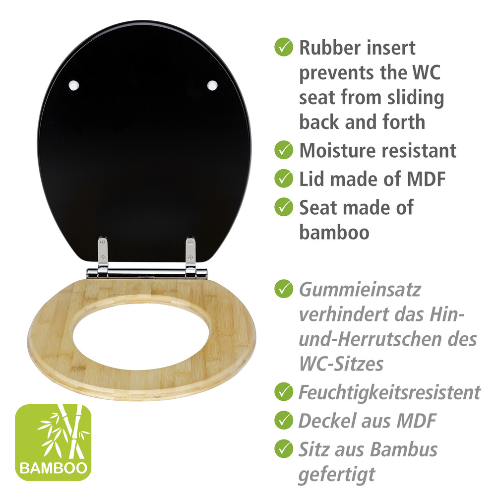 Lunette WC Bambusa Black  en MDF et bambou