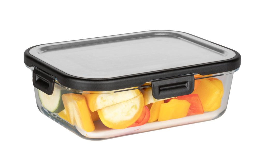 Boîte de rangement cuisine en verre Steel 1,0 litres  Couvercle en inox