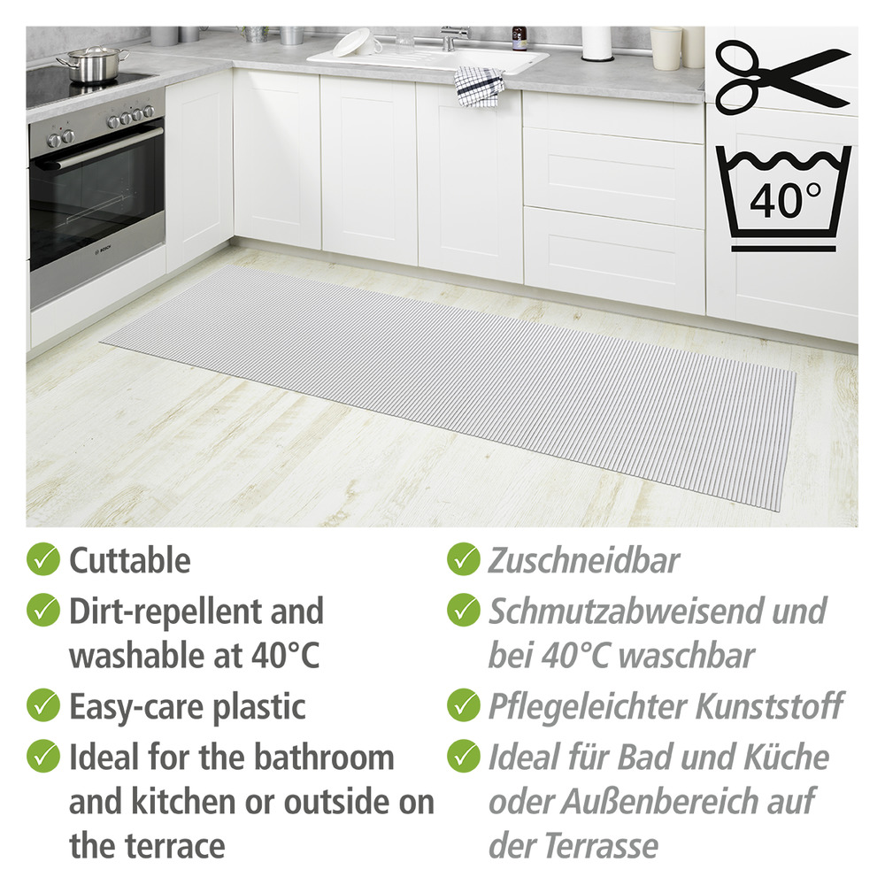 Tapis de bain en mousse souple, 65x200 cm, Uni blanc  usage dans toute la maison, antidérapant