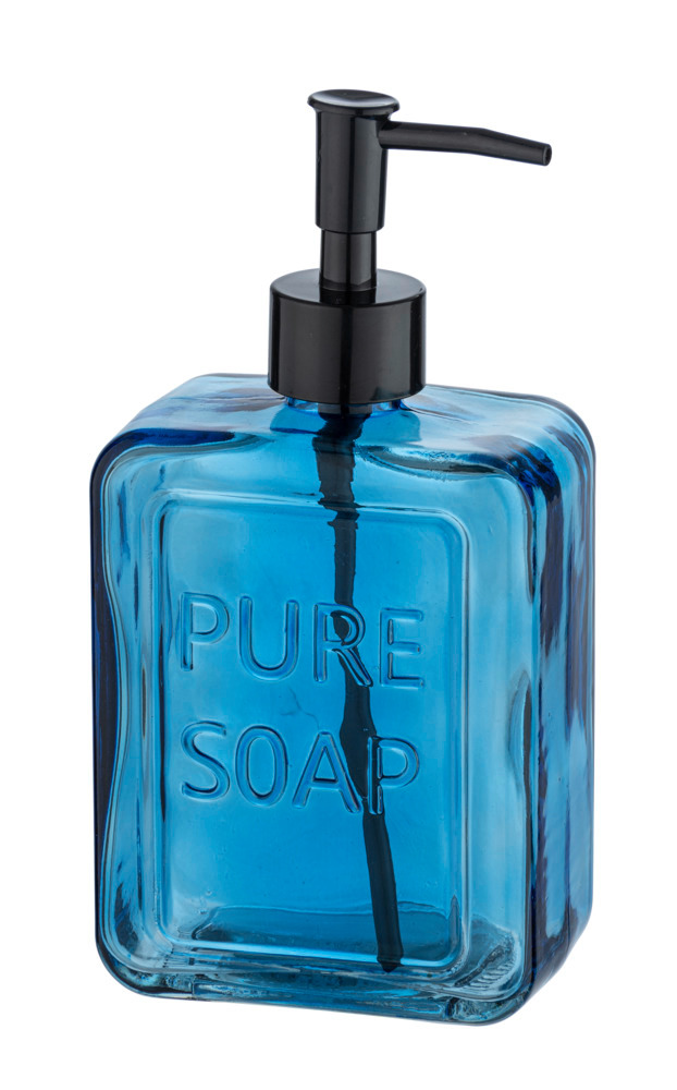 Distributeur de savon liquide, "Pure Soap", verre, bleu  Distributeur savon liquide en verre