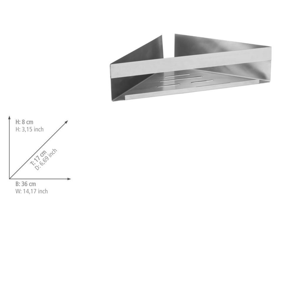 Etagère d'angle  Fixation sans percer avec une pastille adhésive spéciale