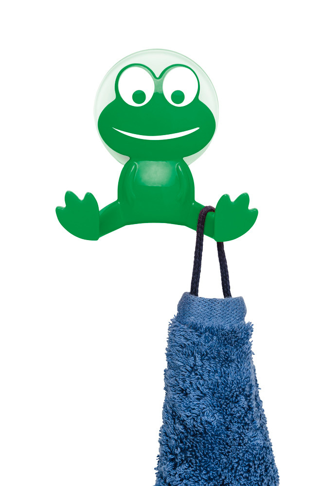 Crochet à ventouse Grenouille vert  en plastique