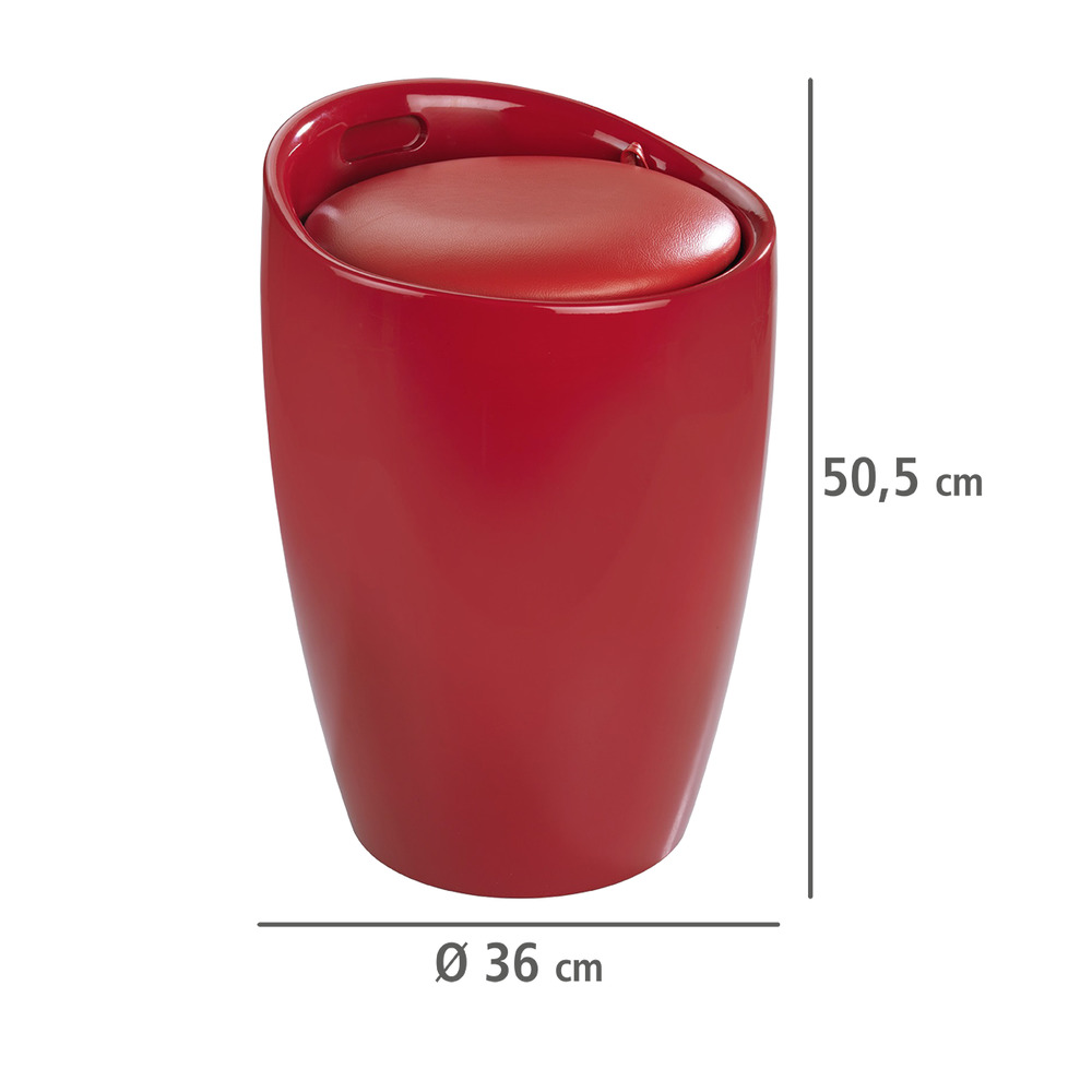 Tabouret de salle de bain Candy rouge  coffre à linge