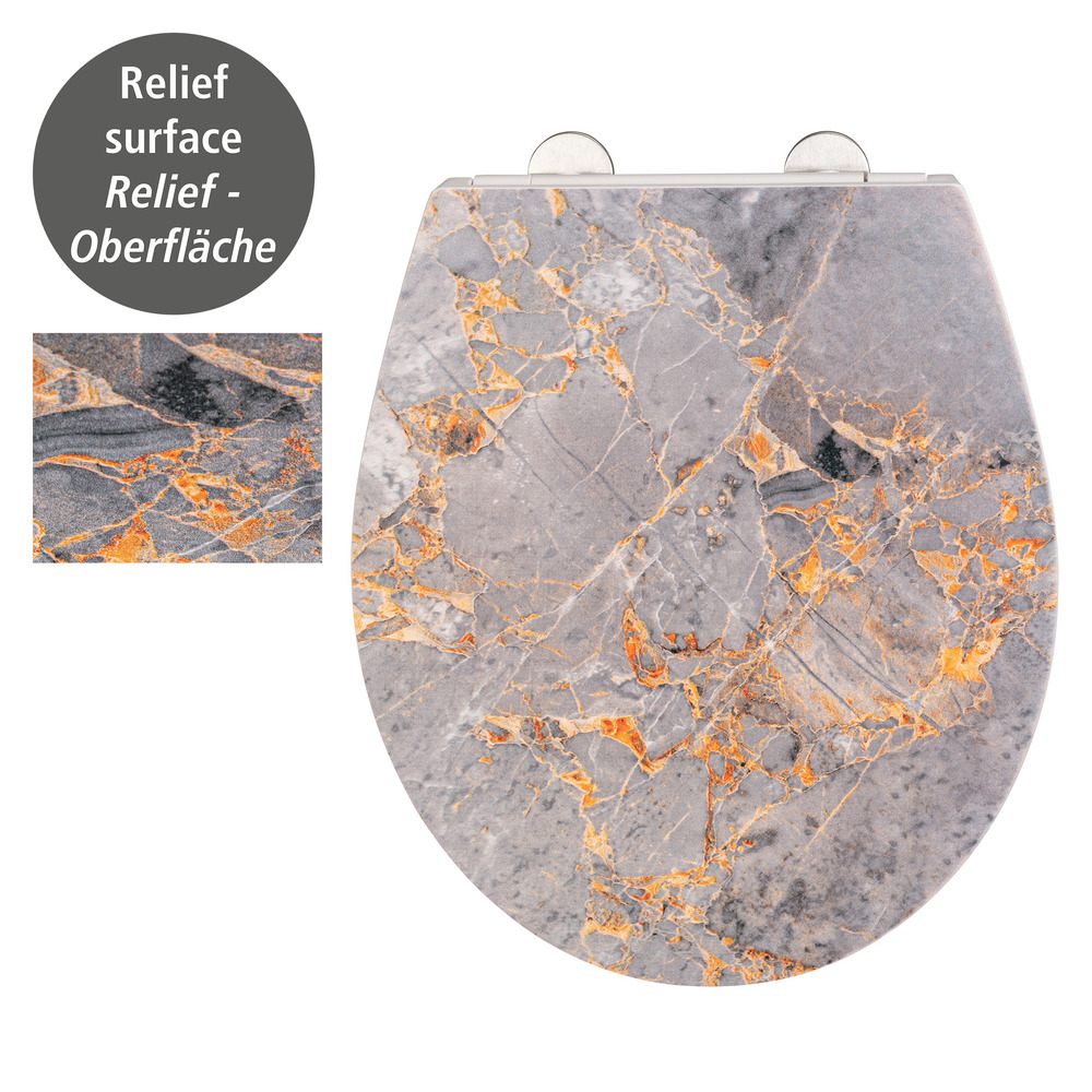 Abattant Grey Marble, motif margre gris  en plastique thermodurcissable antibactérien