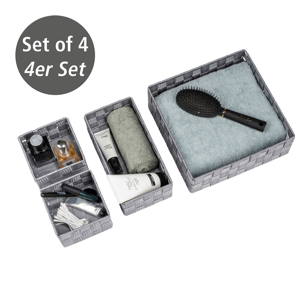 Set de corbeille Adria 4 pc gris  2 corbeilles de bain Adria S, 1 corbeille de bain M, 1 corbeille de bain L